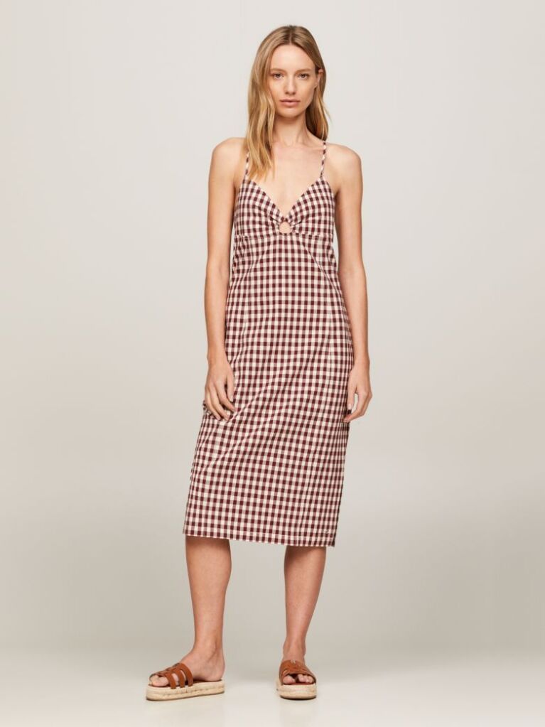 Multi Gingham Bodycon Strap Dress  Women