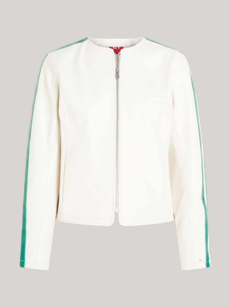 Multi Leather Back Logo Slim Bomber Jacket  Women