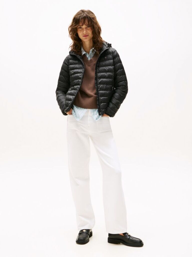 Black Padded Global Stripe Jacket  Women