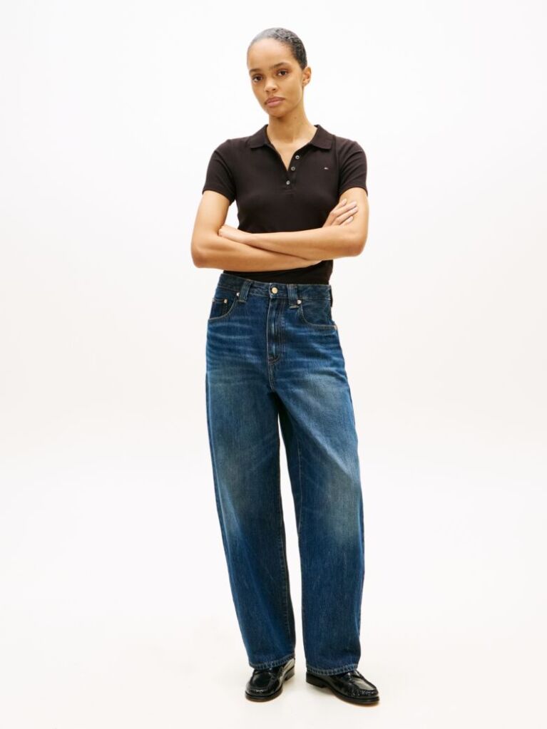 Black 1985 Slim Pique Polo  Women