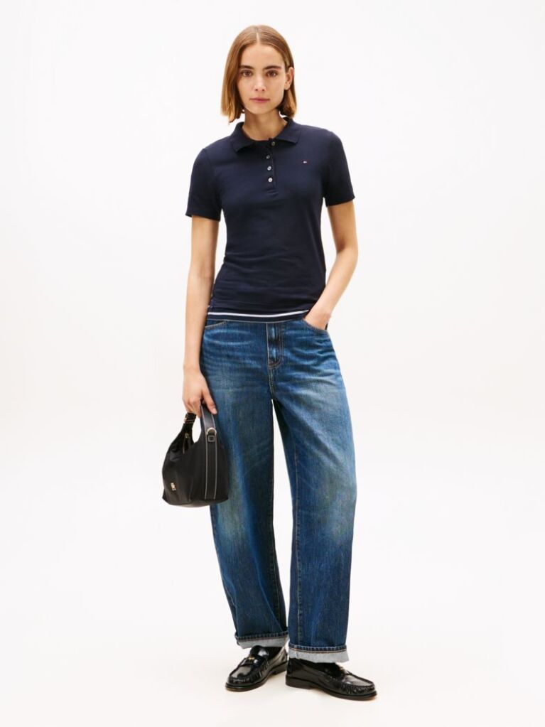 Blue 1985 Slim Pique Polo  Women