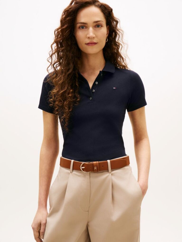Blue 1985 Slim Pique Polo  Women