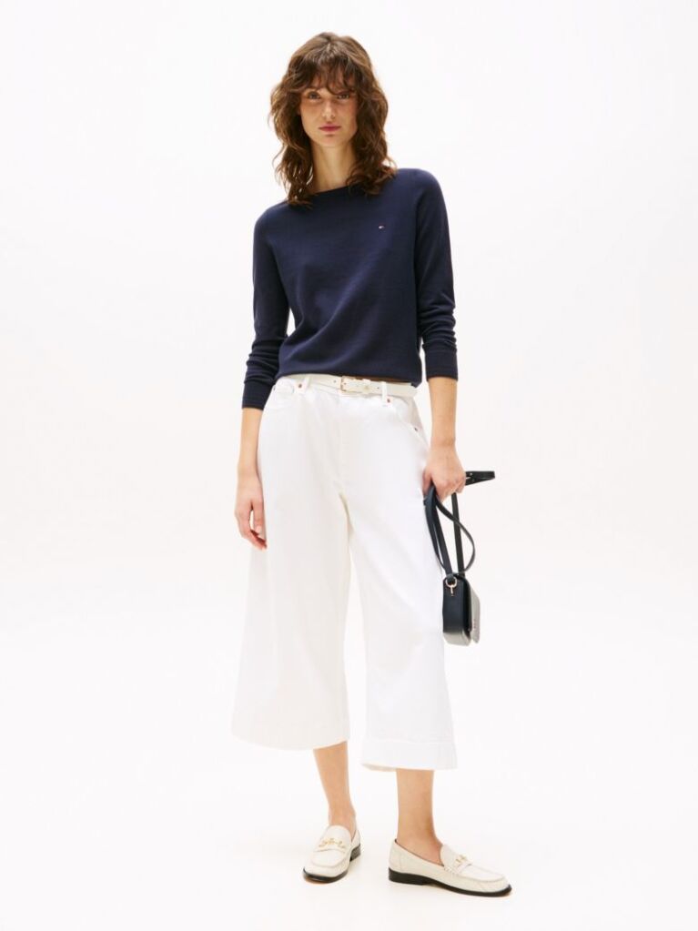 Blue Jersey Stitch Boat Neck Sweater  Women