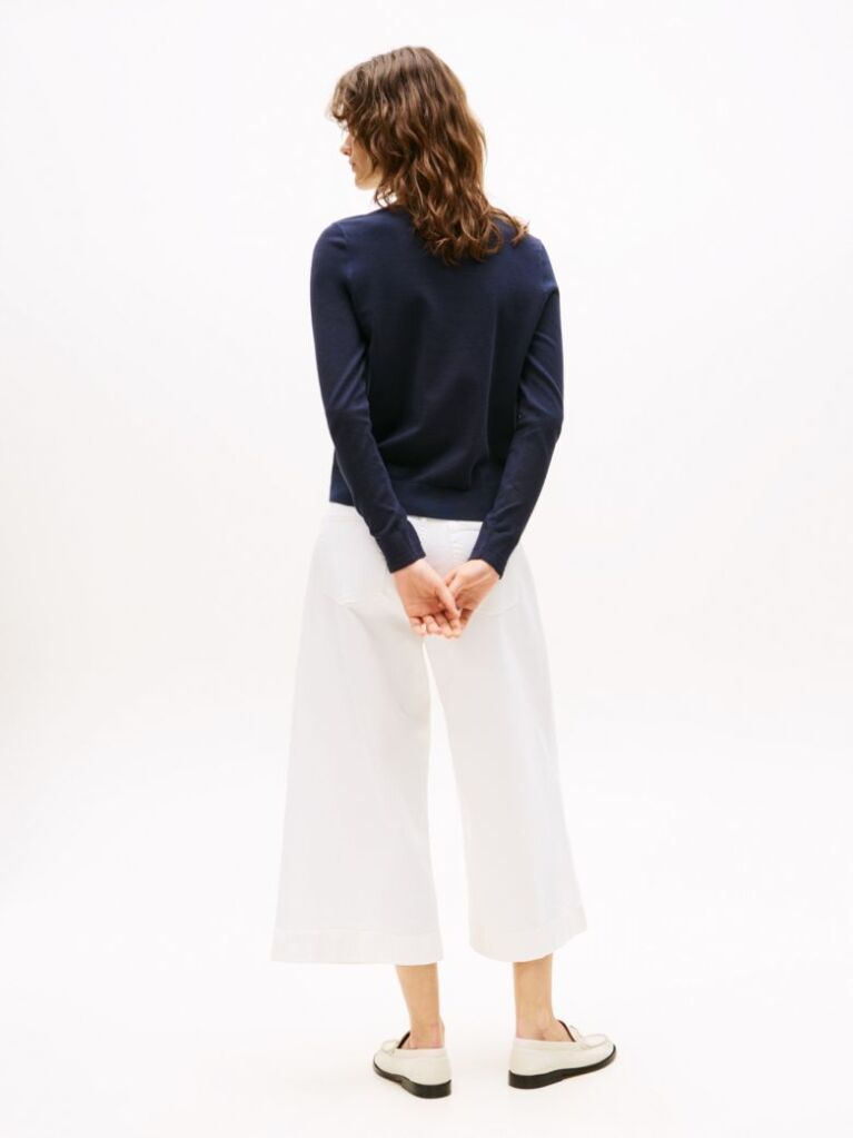 Blue Jersey Stitch Boat Neck Sweater  Women