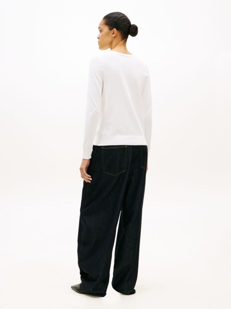 White Jersey Stitch Boat Neck Sweater  Women