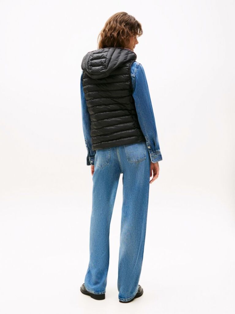 Black Padded Global Stripe Vest  Women