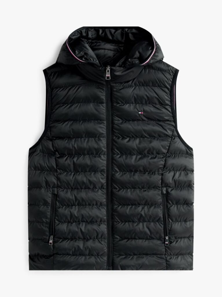 Black Padded Global Stripe Vest  Women