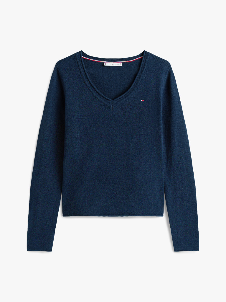 Blue Pure Wool V-Neck Jumper  Women