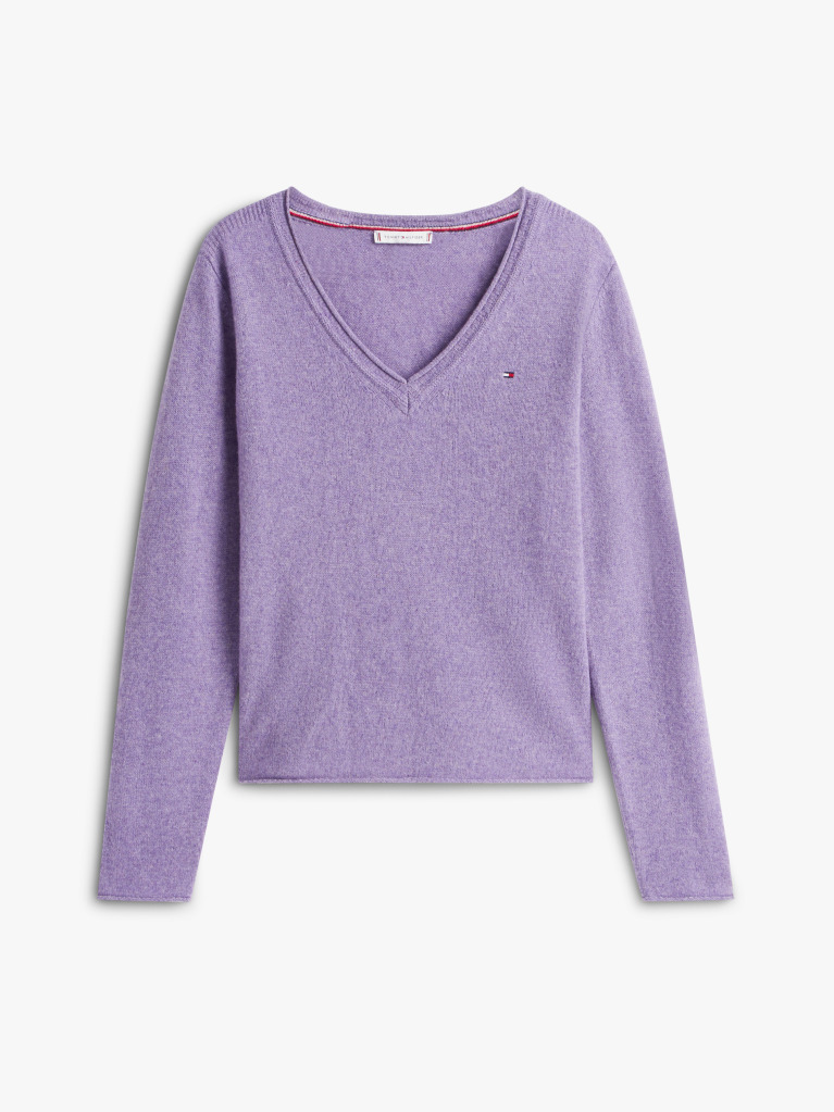 Purple Pure Wool V-Neck Jumper  Women