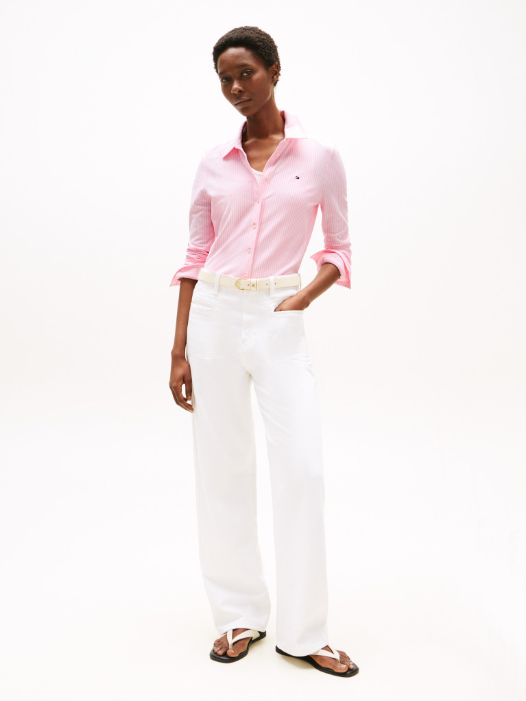 Pink 1985 Slim Fit Pique Shirt  Women