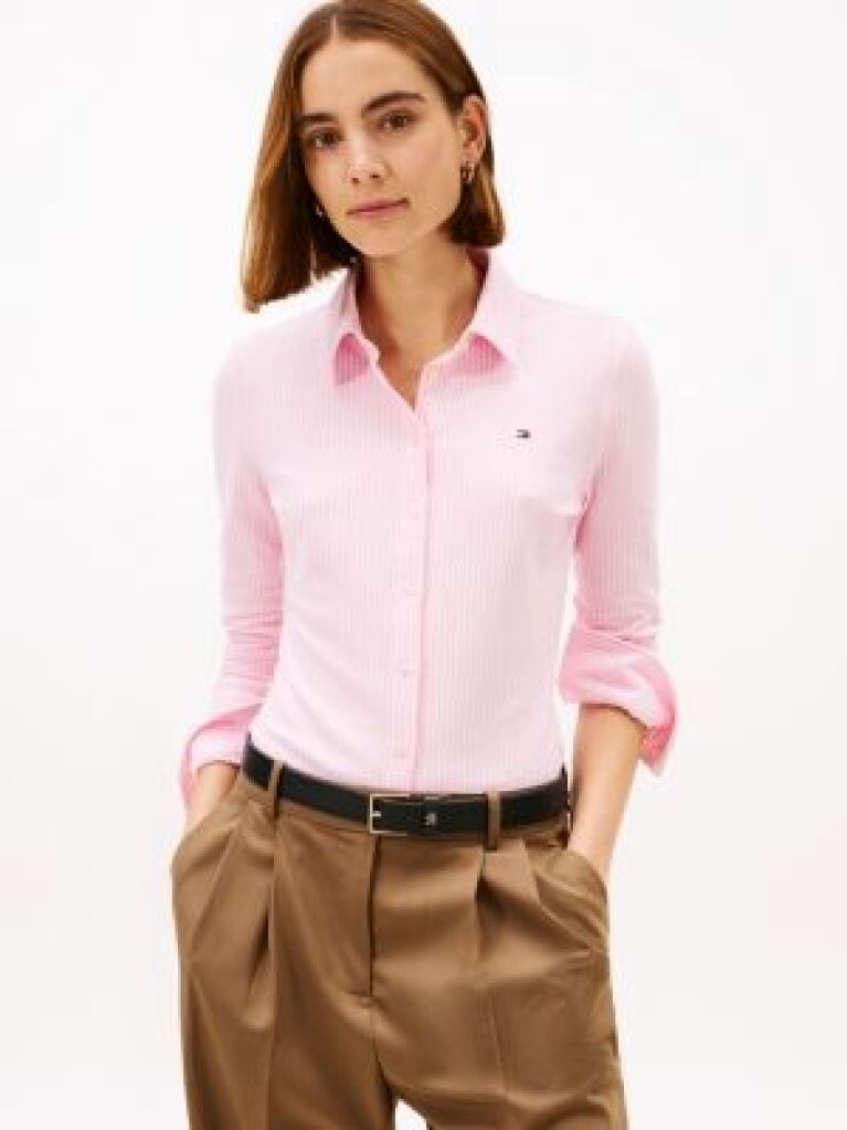 Pink 1985 Slim Fit Pique Shirt  Women
