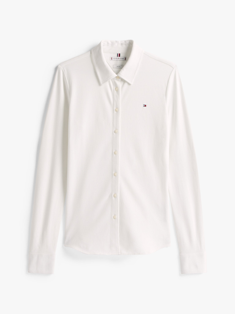 White 1985 Slim Fit Pique Shirt  Women