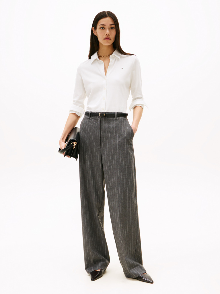 White 1985 Slim Fit Pique Shirt  Women
