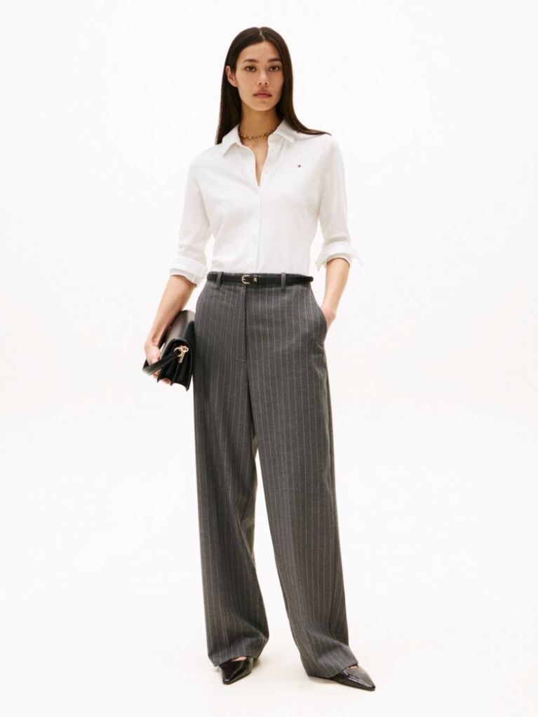 White 1985 Slim Fit Pique Shirt  Women