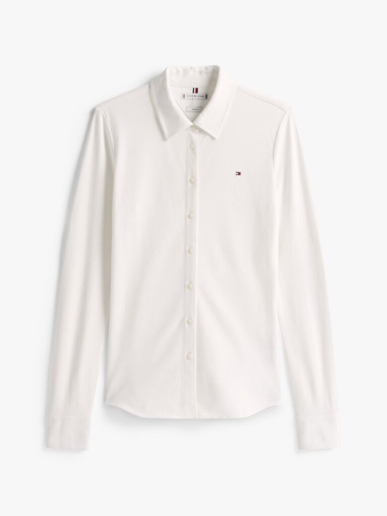 White 1985 Slim Fit Pique Shirt  Women