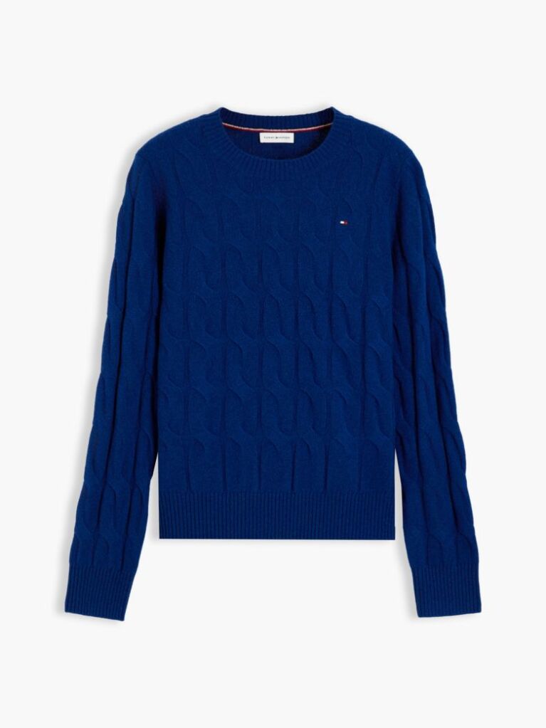 Blue Pure Wool Cable Knit Jumper  Women