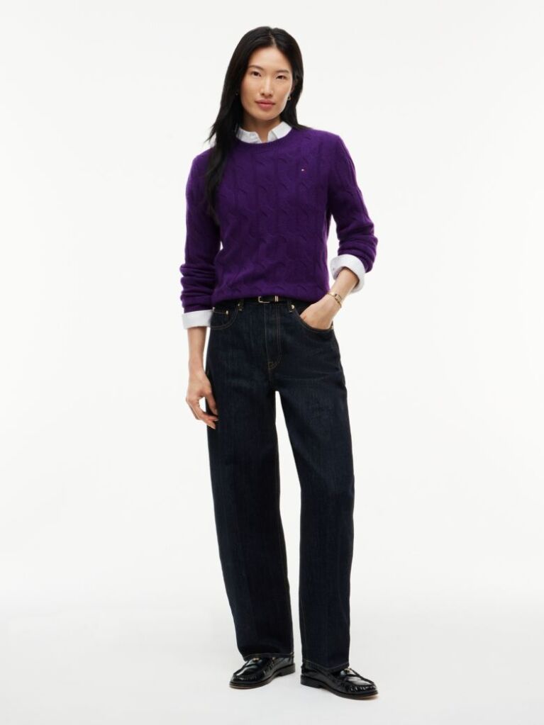 Purple Pure Wool Cable Knit Jumper  Women