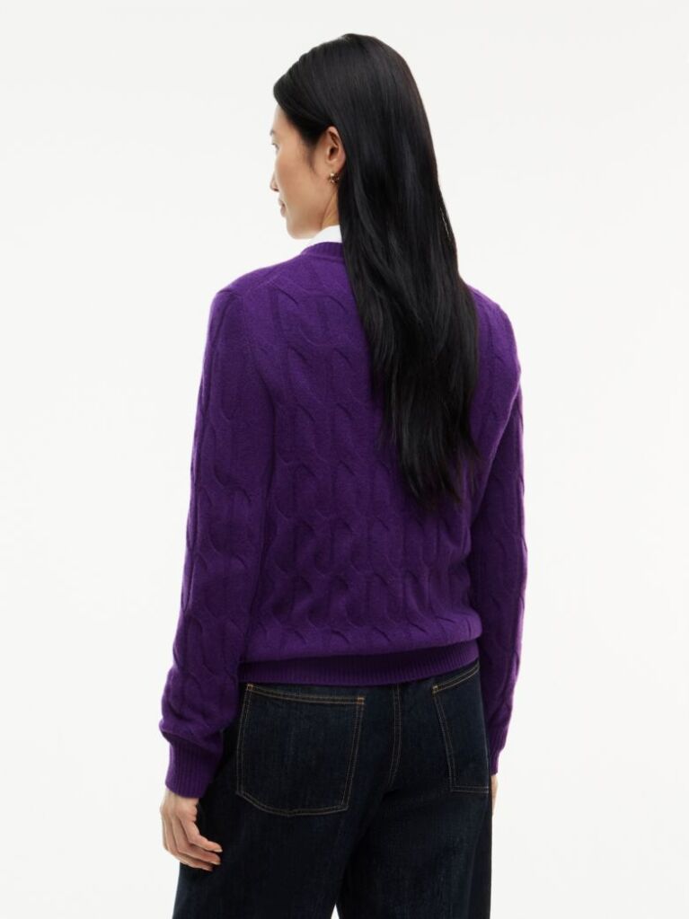Purple Pure Wool Cable Knit Jumper  Women