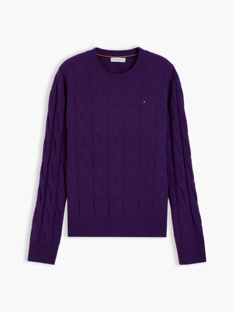 Purple Pure Wool Cable Knit Jumper  Women