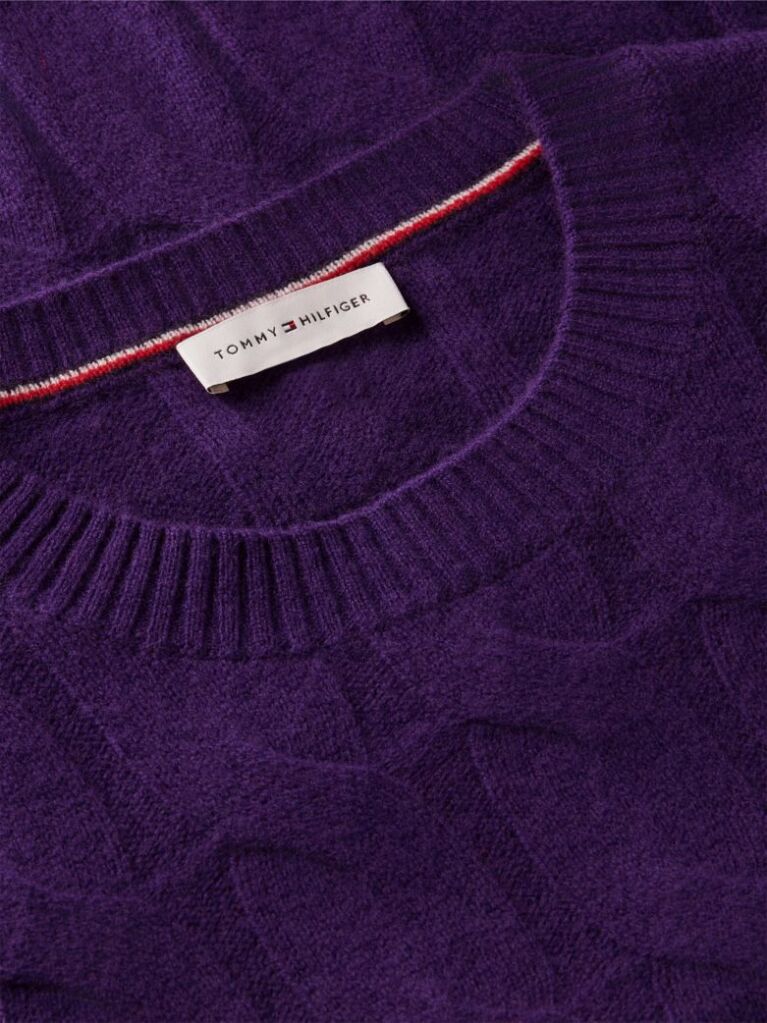 Purple Pure Wool Cable Knit Jumper  Women
