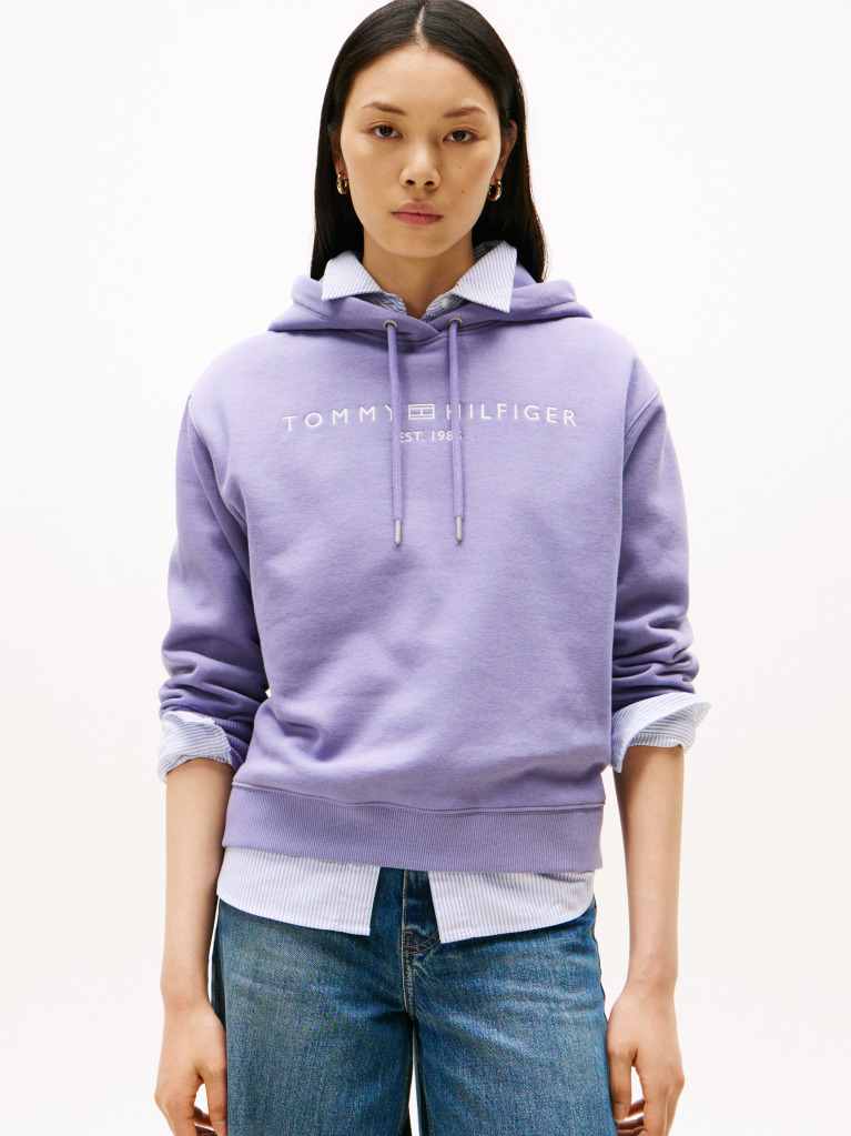 Μωβ Hoody Με Κεντητό Λογότυπο  Γυναίκες