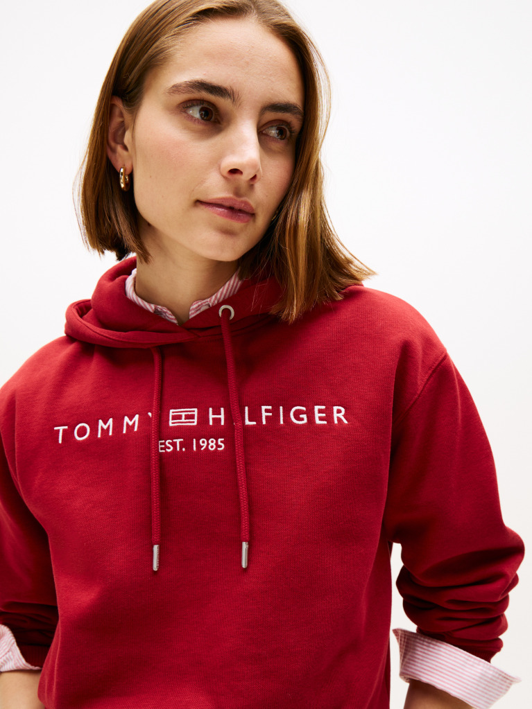 Κόκκινο Hoody Με Κεντητό Λογότυπο  Γυναίκες