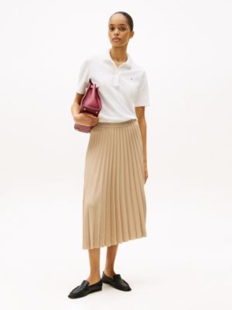 Beige Pleated Midi Skirt  Women