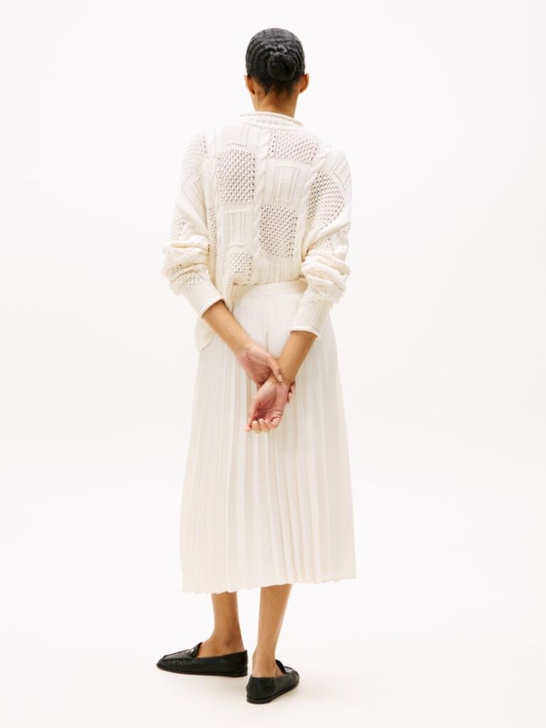 White Pleated Midi Skirt  Women