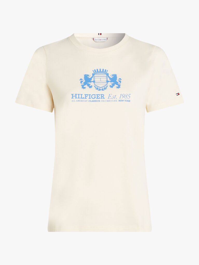 Beige Varsity Logo Slim Fit T-Shirt  Women