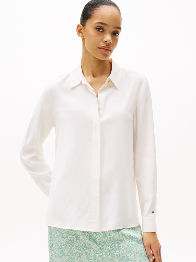 Beige Concealed Placket Relaxed Shirt  Women