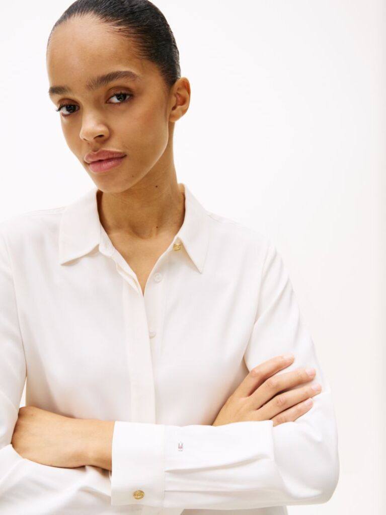 Beige Concealed Placket Relaxed Shirt  Women