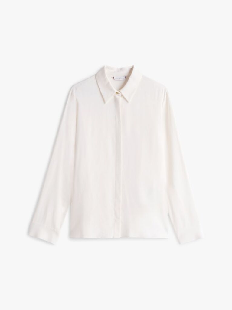 Beige Concealed Placket Relaxed Shirt  Women