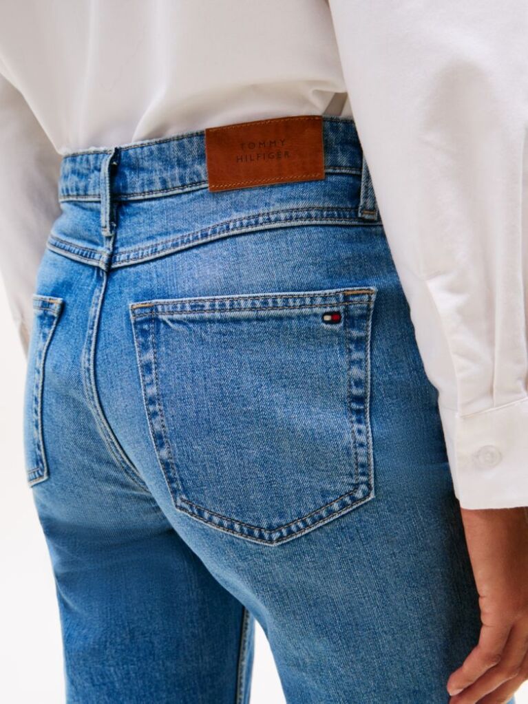 Blue Faded Mid Rise Straight Leg Jeans  Women