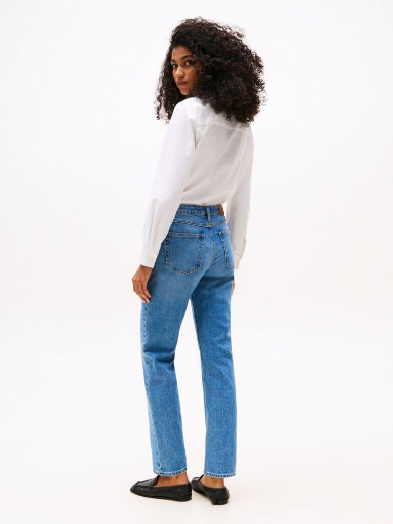 Blue Faded Mid Rise Straight Leg Jeans  Women