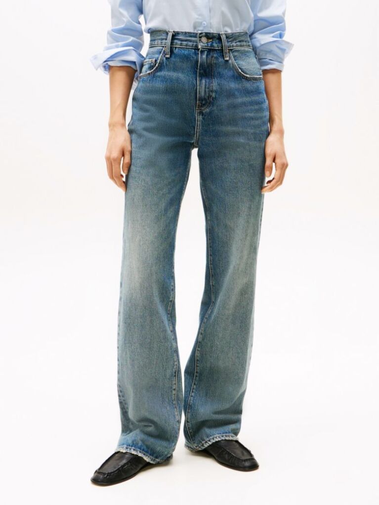 Μπλε Ψηλόμεσο Άνετο Τζιν Σε Bootcut Γραμμή  Γυναίκες