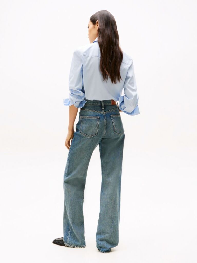 Μπλε Ψηλόμεσο Άνετο Τζιν Σε Bootcut Γραμμή  Γυναίκες