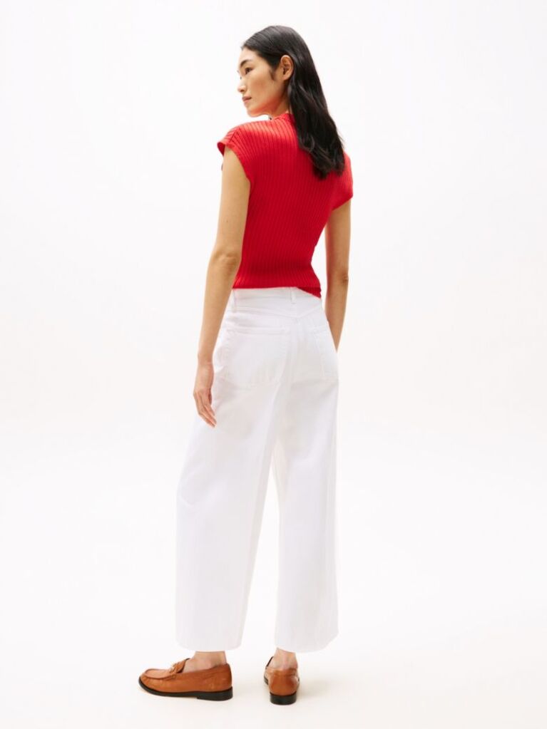 White High Rise Wide Leg Ankle Jeans  Women