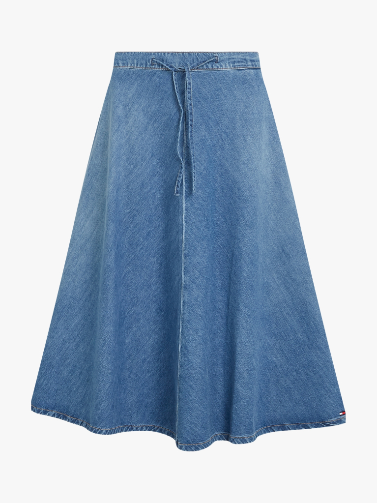 Blue Denim Midi Flared Skirt  Women