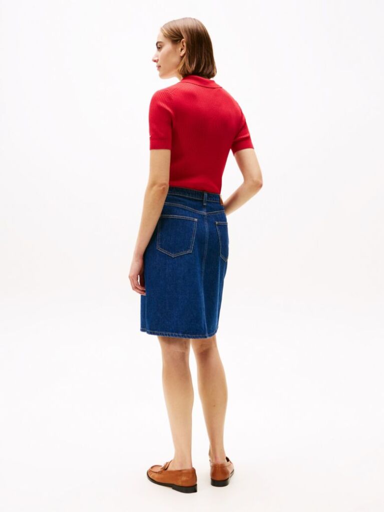 Μπλε Μίνι Denim Φούστα Σε Ίσια Γραμμή  Γυναίκες