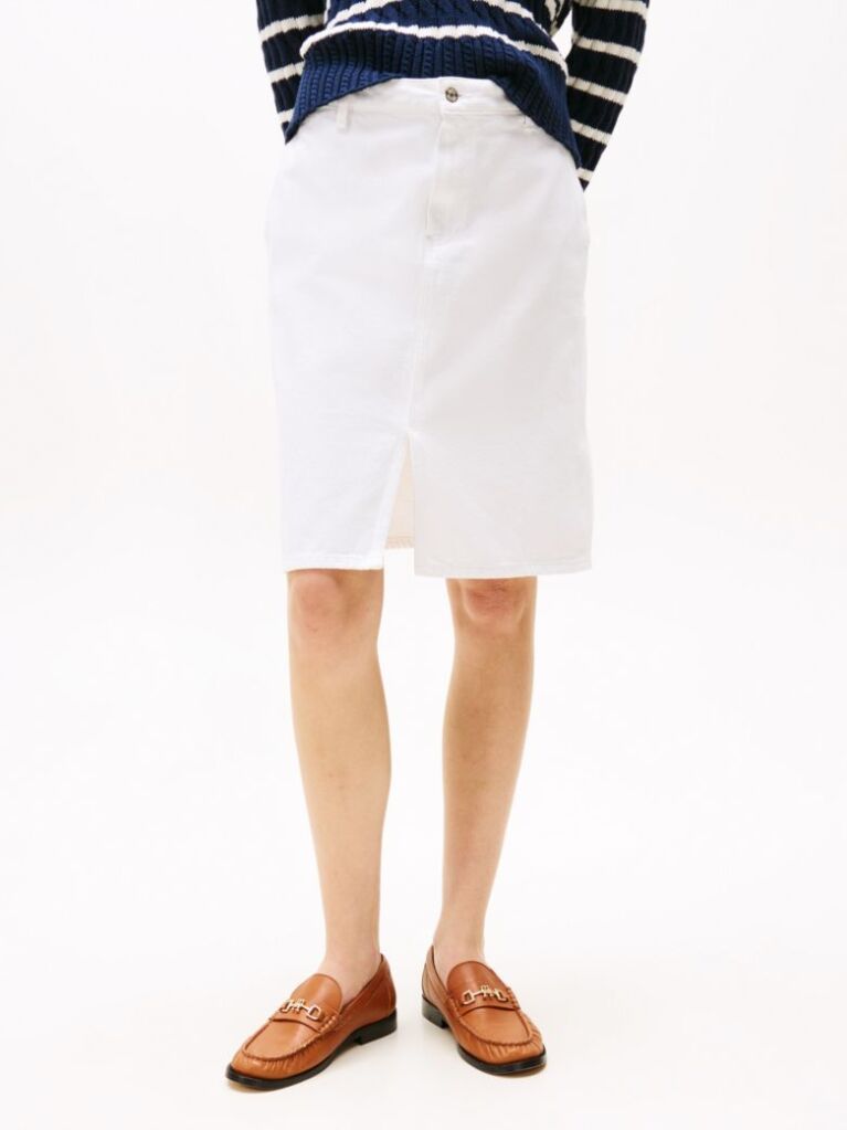 White White Denim Midi Skirt  Women