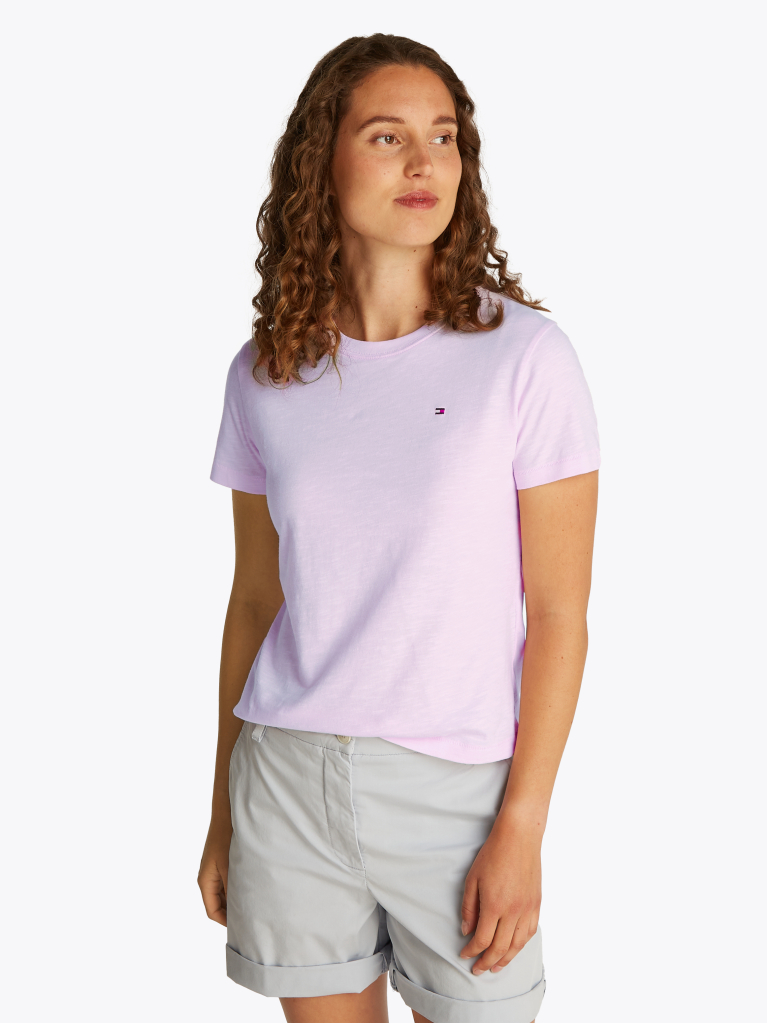 Ροζ T-Shirt Σε Κανονική Γραμμή  Γυναίκες