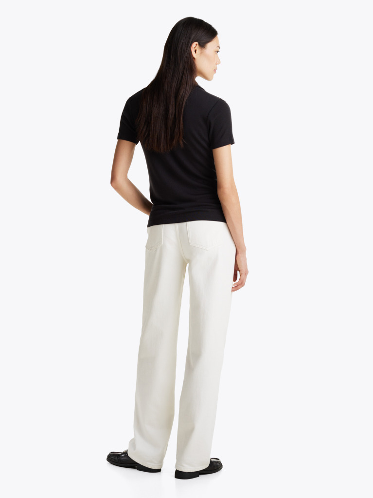 Black Slim Fit Gold-Tone Button Polo Shirt  Women