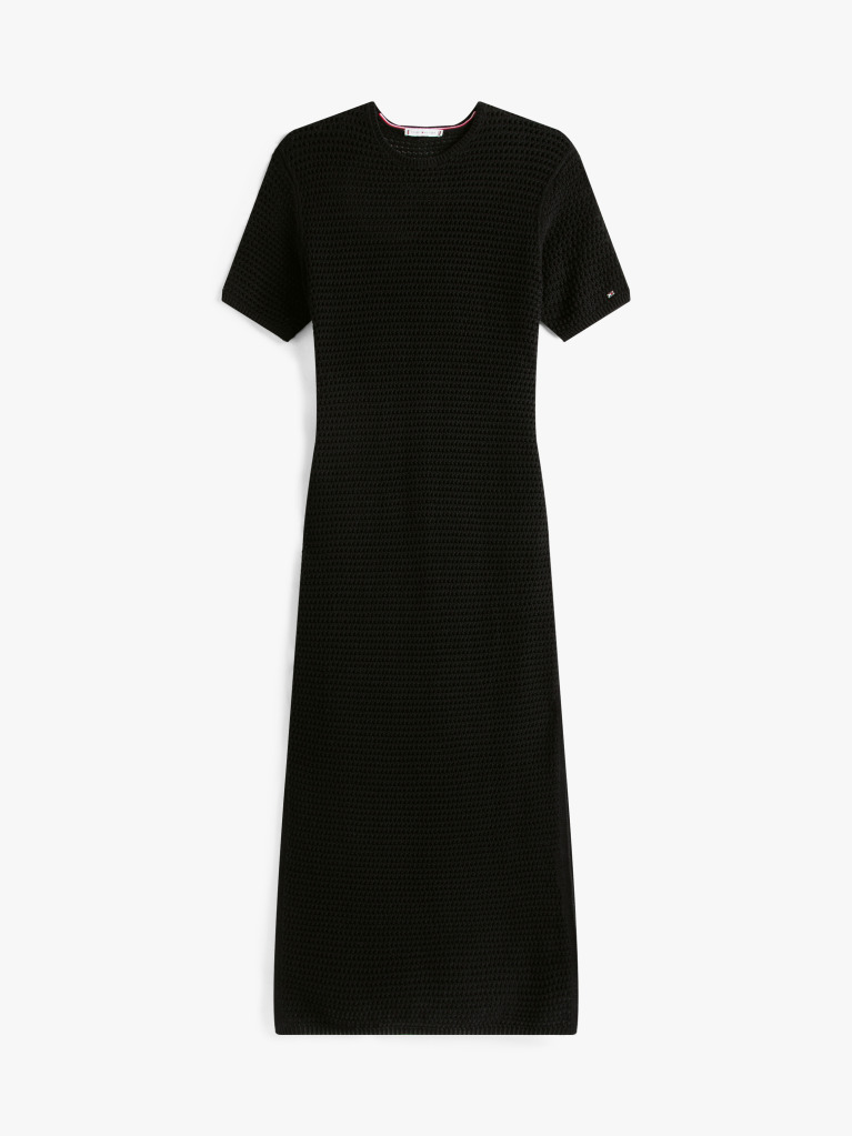 Black Pointelle Crochet Maxi Jumper Dress  Women