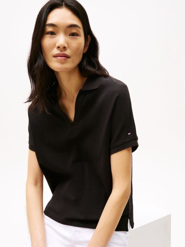 Black Relaxed Polo Shirt  Women