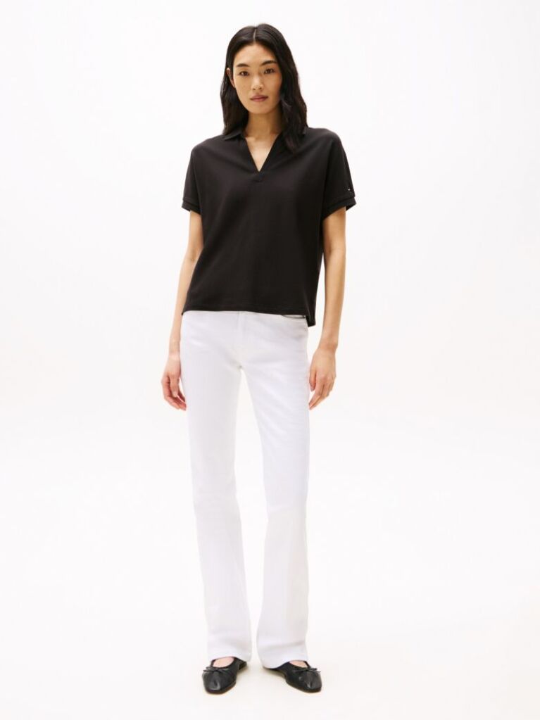 Black Relaxed Polo Shirt  Women