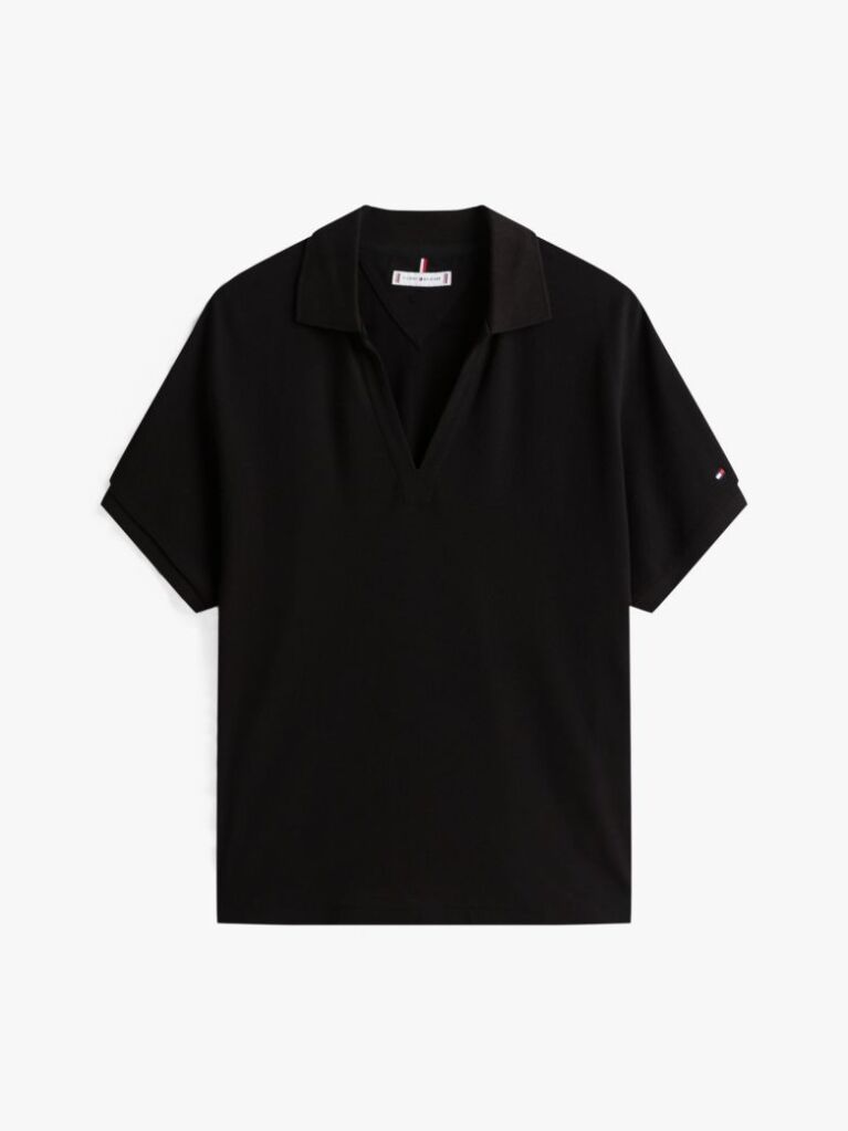 Black Relaxed Polo Shirt  Women