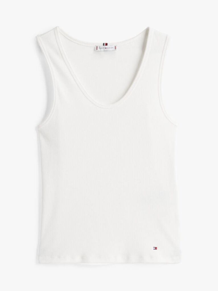 White Contrast Slim Tank Top  Women