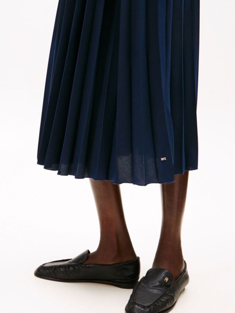 Blue Pleated Fit And Flare Midi Dress  Women