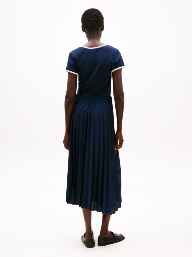Blue Pleated Fit And Flare Midi Dress  Women