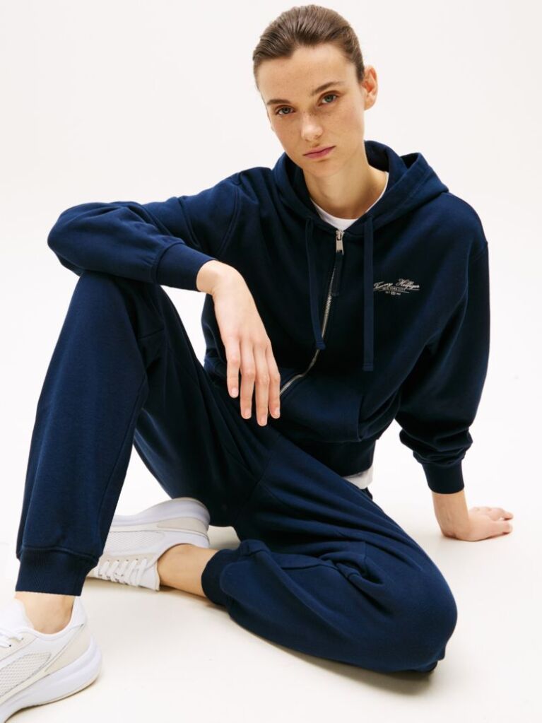 Μπλε Hoody Με Φερμουάρ Και Λογότυπο  Γυναίκες